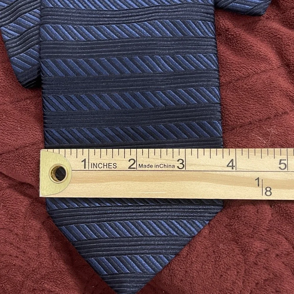 NeckTie Silk Vertical & Horizontal Stripes Blue & BLACK Color Men Tie Italy Made